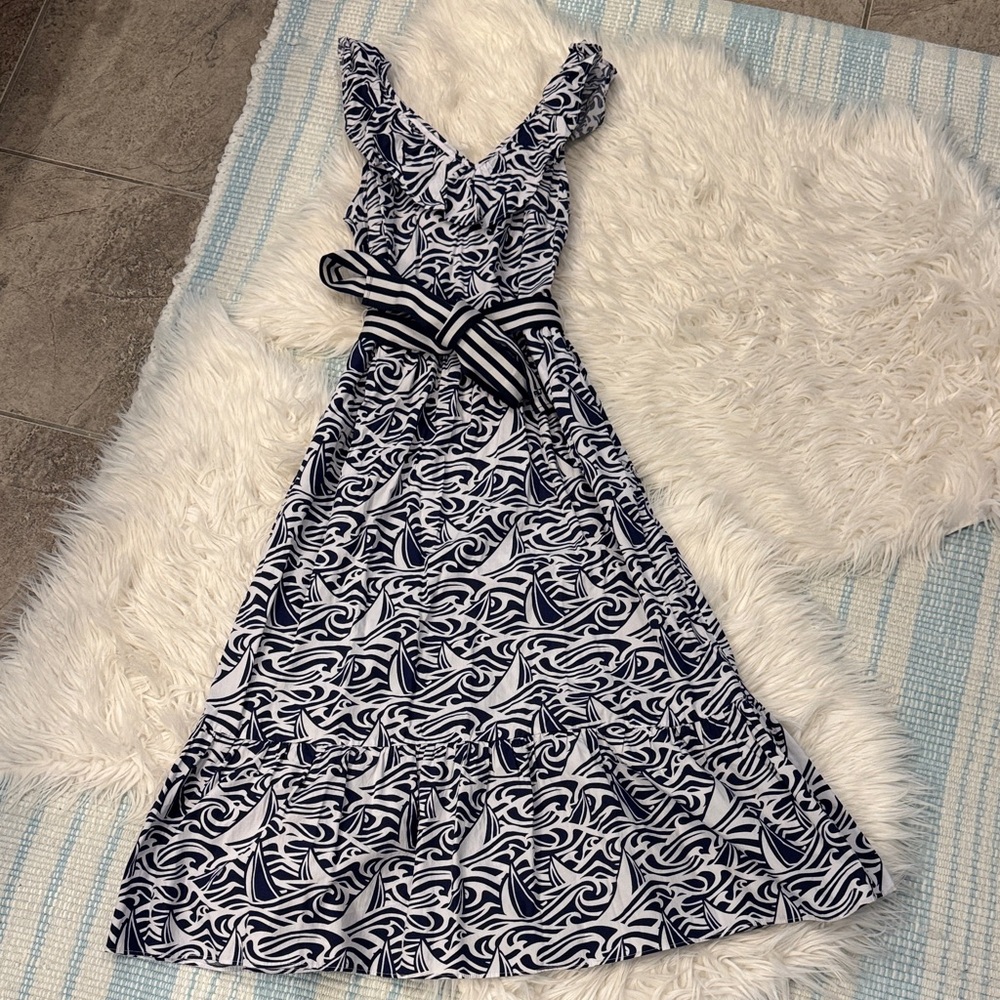 Vineyard Vines Navy and White Maxi Dress